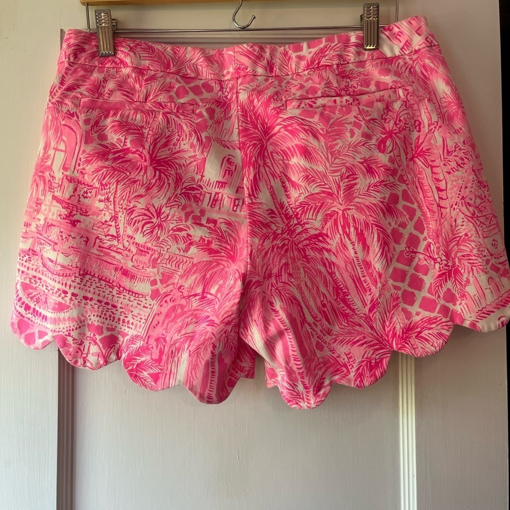 Lilly Pulitzer Buttercup Stretch Shorts Palm Beach Paradise Pink Blossom Size 10 - Picture 3 of 7